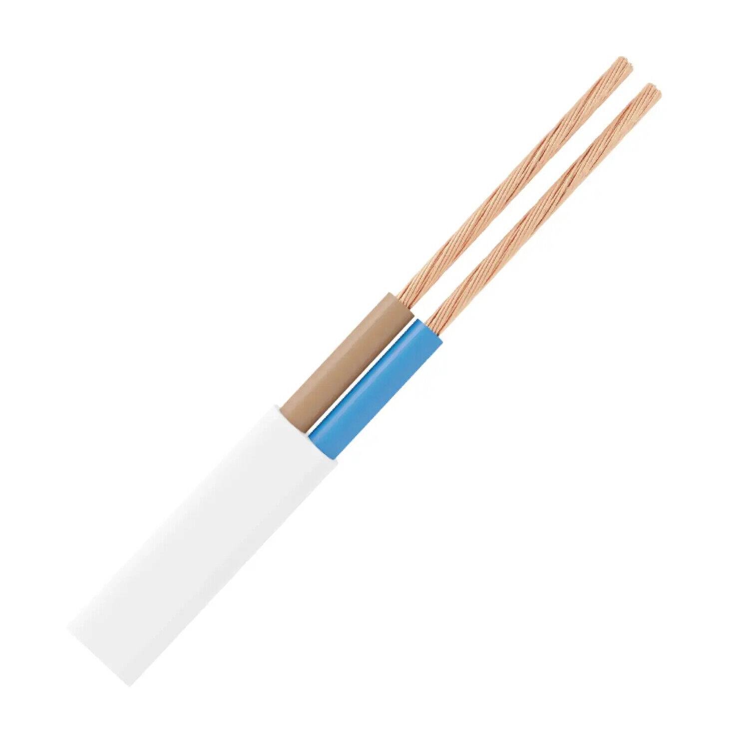 cavo elettrico bianco gommato piatto 2x0,75mm piattina al metro bianco 1 mt