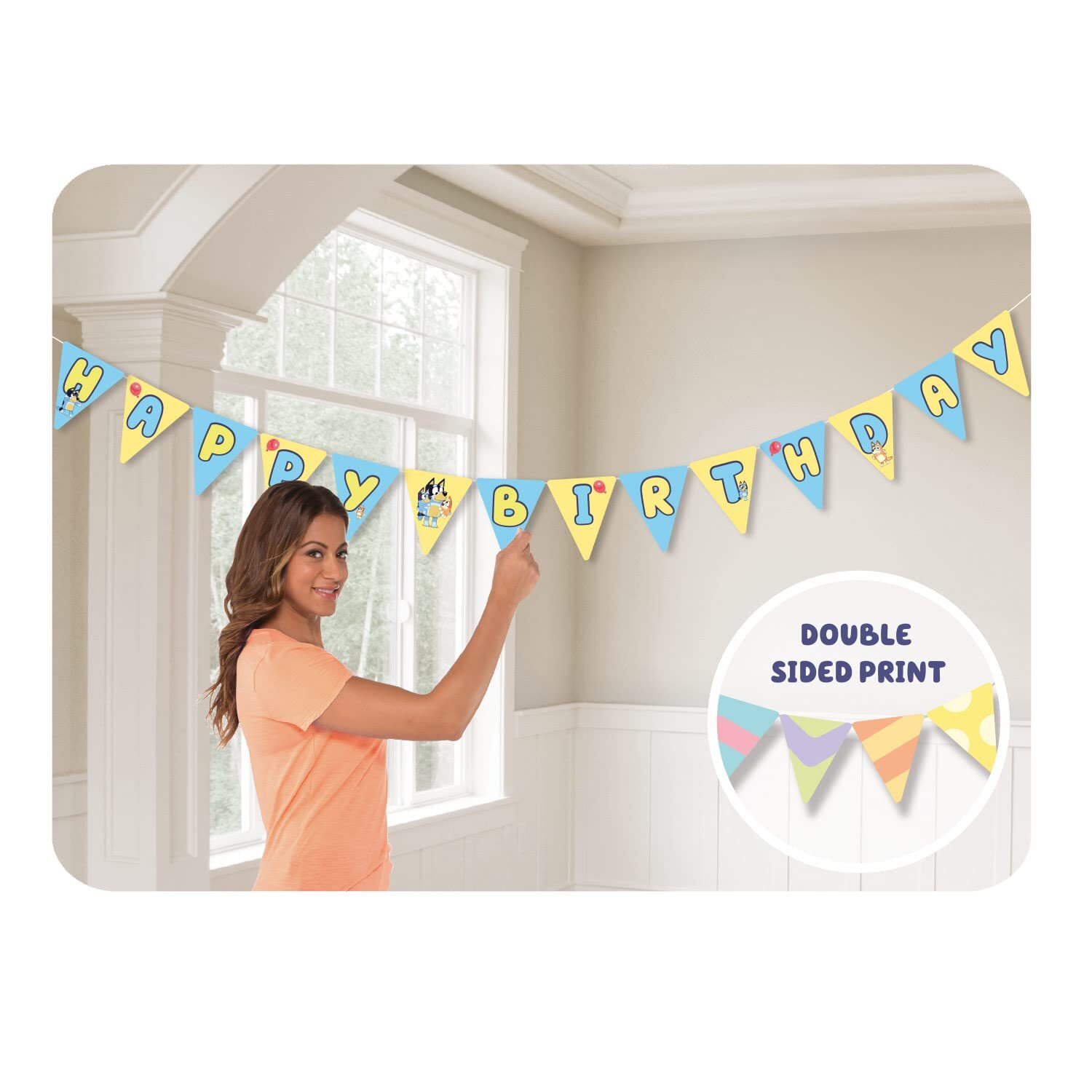 amscan 9915384-4.5m Bluey "HAPPY BIRTHDAY" Bunting Banner Pennant Bunting