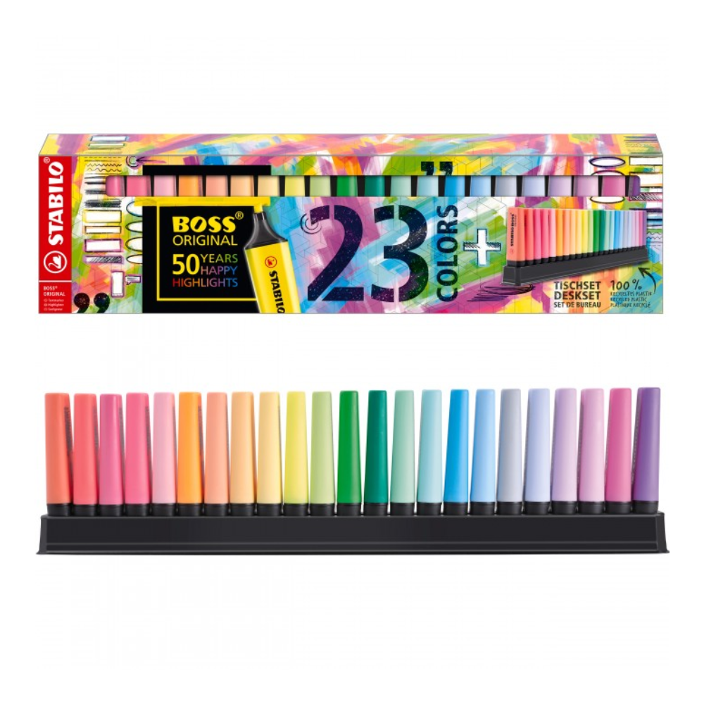 EVIDENZIATORI STABILO BOSS ORIGINAL E PASTEL DESK SET 23 COLORI