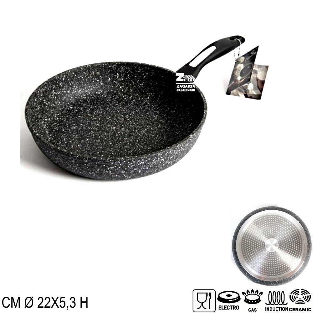 PADELLA SUPERIOR CRISTIAN CHEF DM. CM 22X5,3 H EFFETTO PIETRA PER INDUZIONE