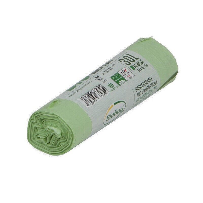 Biobag Sacchetti per rifiuti biodegradabili e compostabili 30 L, 14 pezzi