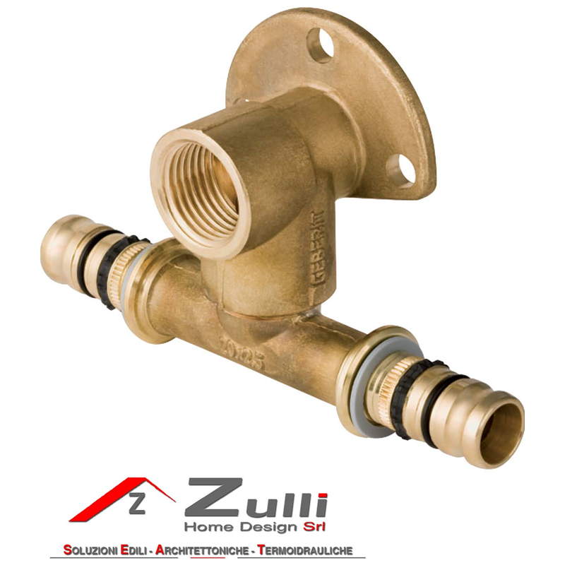 Gomito flangiato con T disassato d20-1/2"-20 52mm