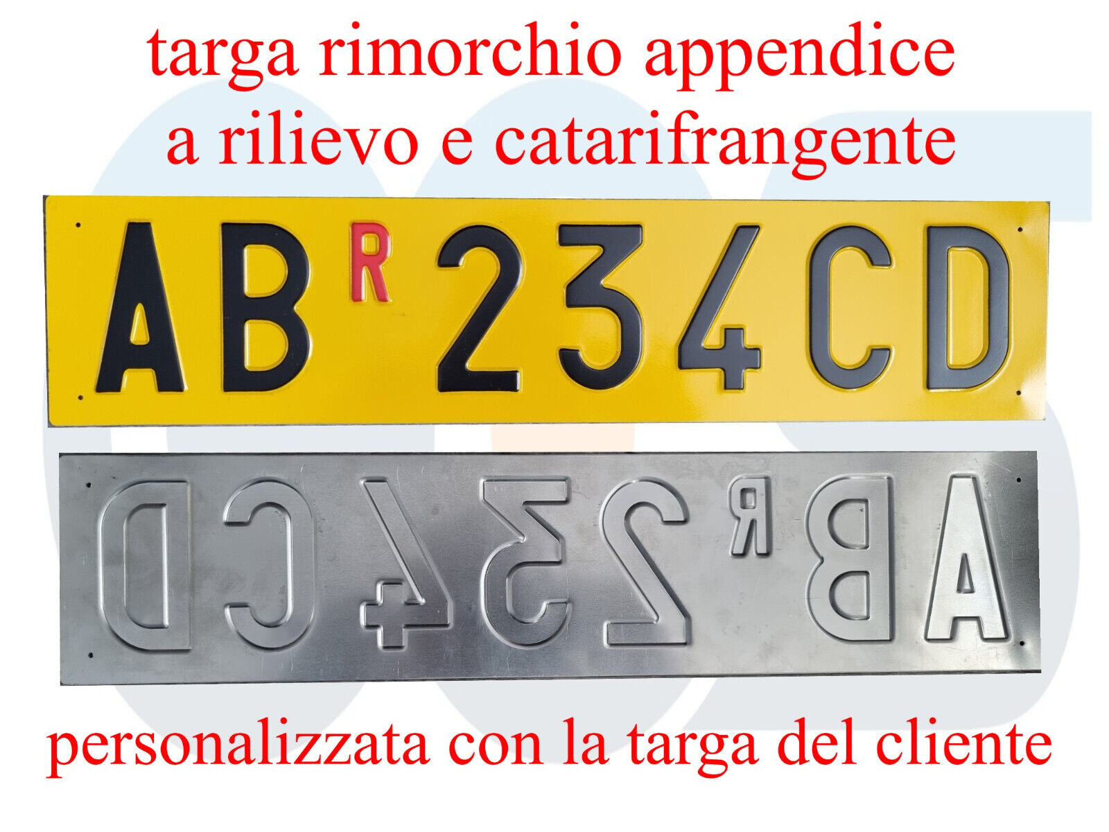 Targa Ripetitrice in Alluminio Catarifrangente per carrelli 48x11 ff