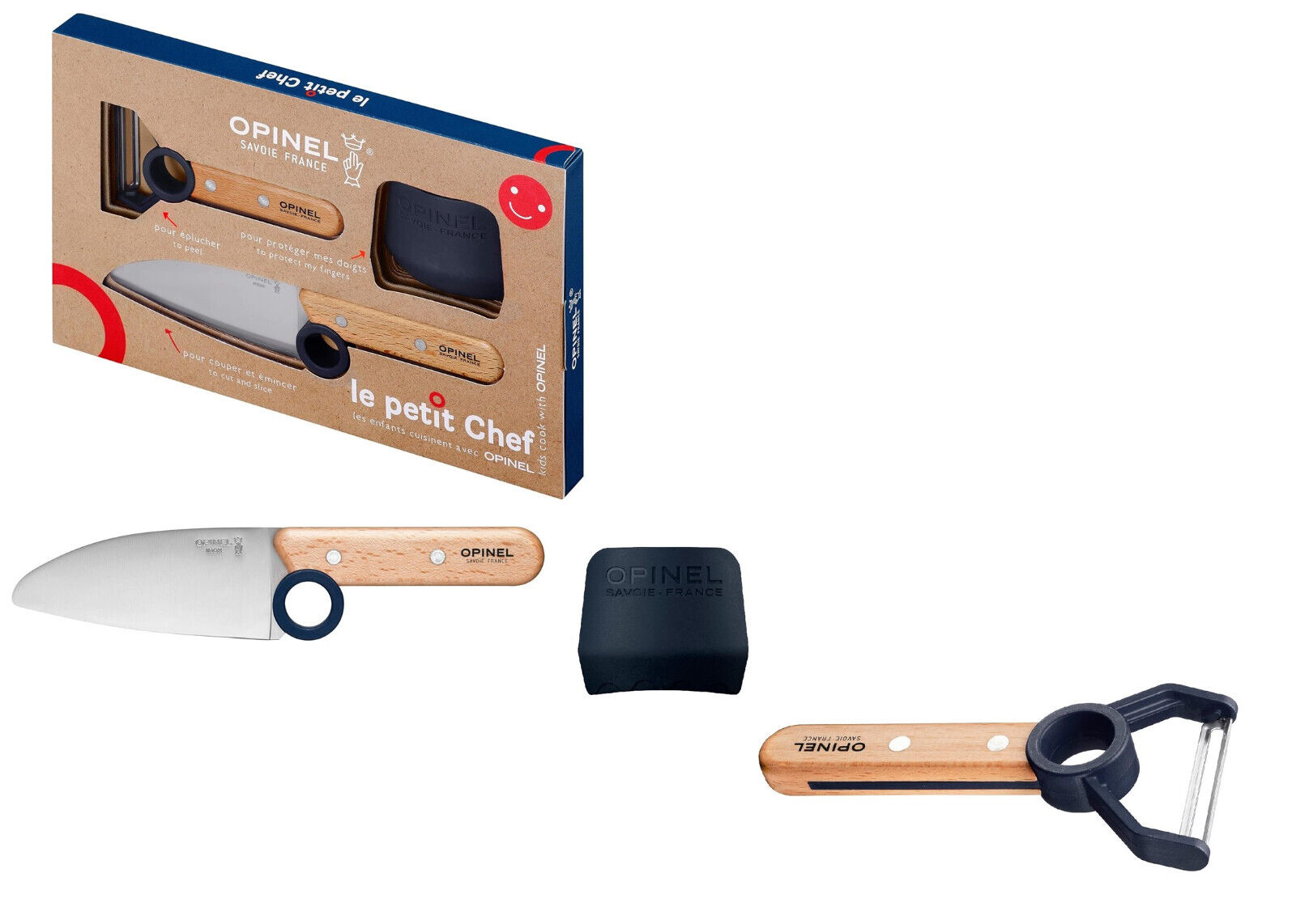 Opinel Le Petit Chef : set coltello+ salvadita+pelapatate per bimbi (nero)