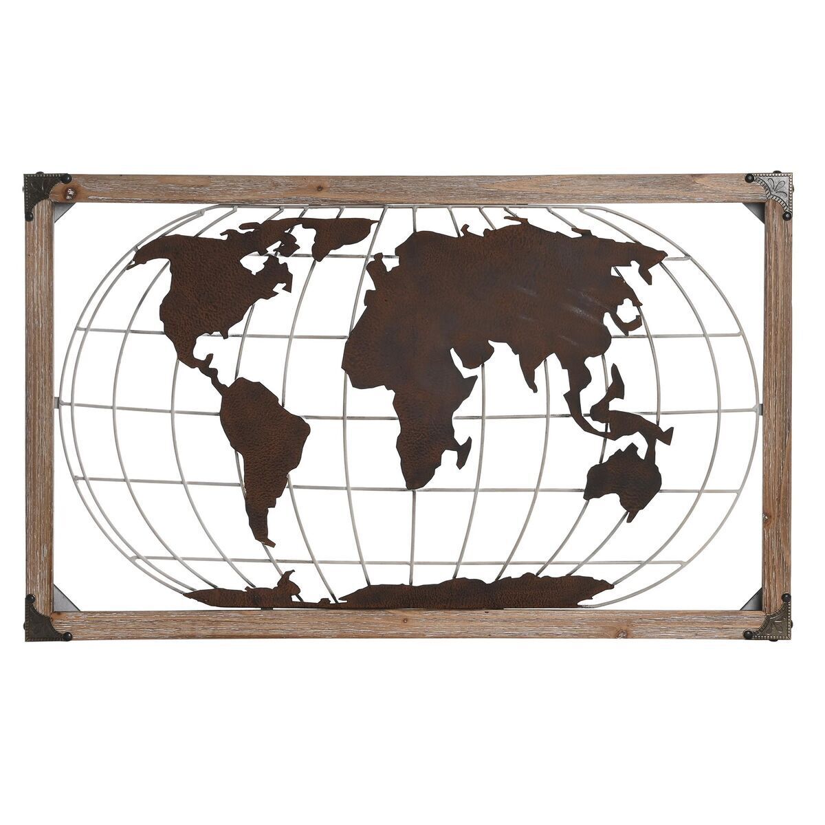 Statua Decorativa DKD Home Decor Naturale Metallo Rame Pino Mappamondo [75 x