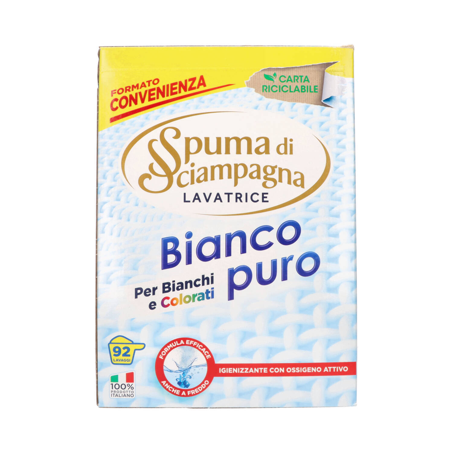 SPUMA DI SCIAMPAGNA DETERSIVO IN POLVERE BIANCO PURO 92 MISURINI