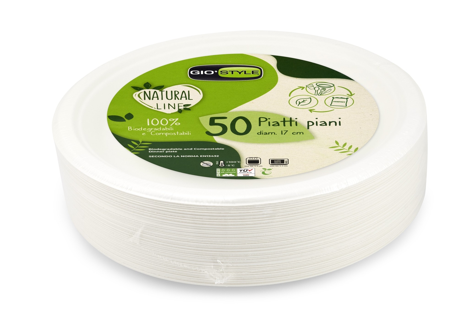 Piatti Piani in Cellulosa D17 cm 25 pz GIOSTYLE