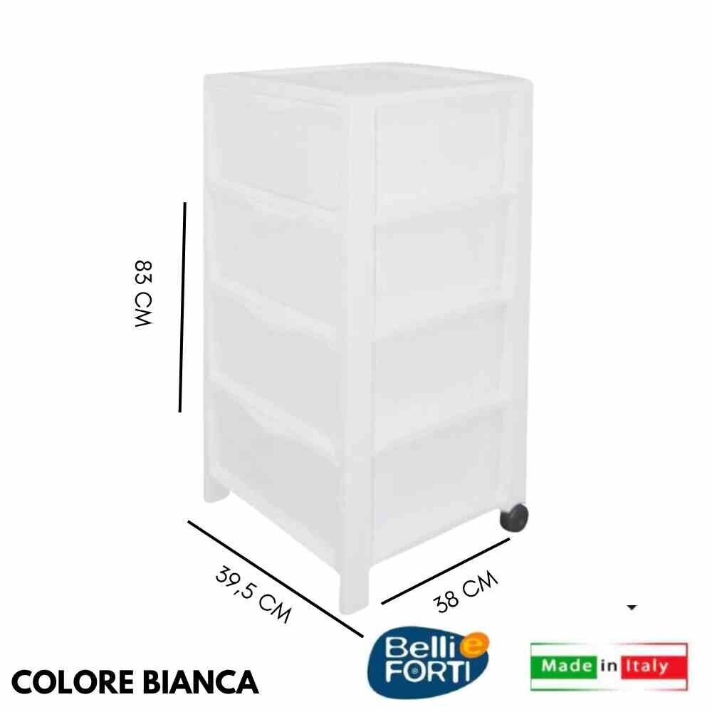 CASSETTIERA SLIM ELEGANCE 4 CASSETTI CM 38X39,5X83 H COLORE BIANCO RATTAN