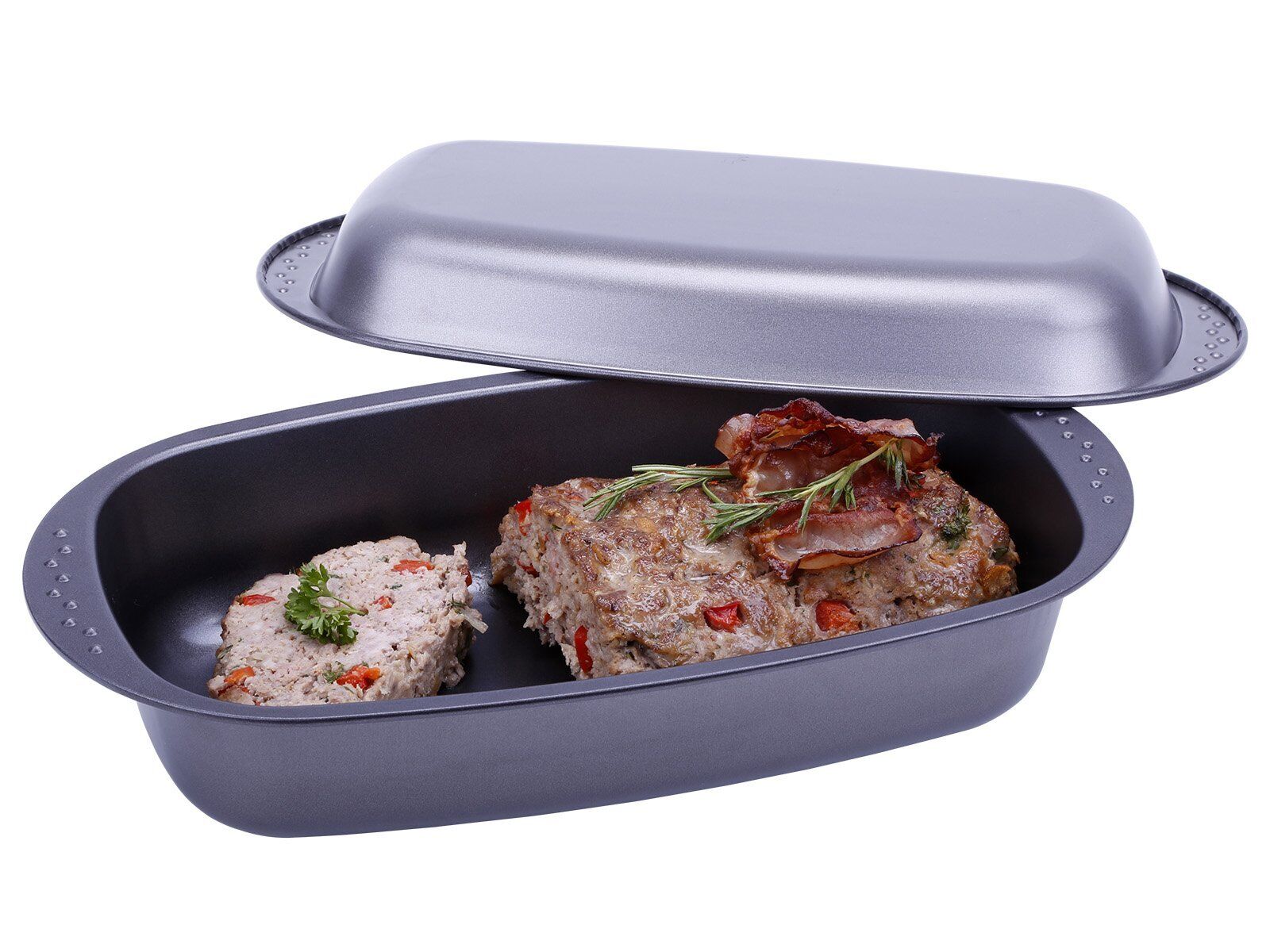 CHG 9942 Roasting Pan with Lid Non-Stick, Metallic Charcoal, 37 x 20 x 7 cm Anth