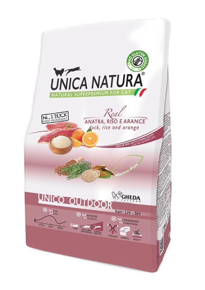 Gheda - Unica Natura Dry - Outdoor Anatra, Riso e Arance 1,5kg