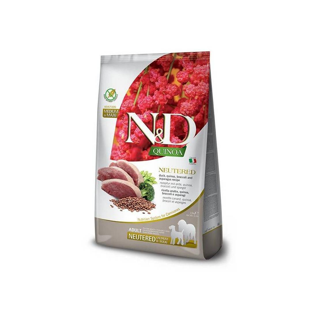 Farmina N&D Quinoa Dog Neutered Anatra, Broccoli E Asparagi Adult Medium/Maxi Kg