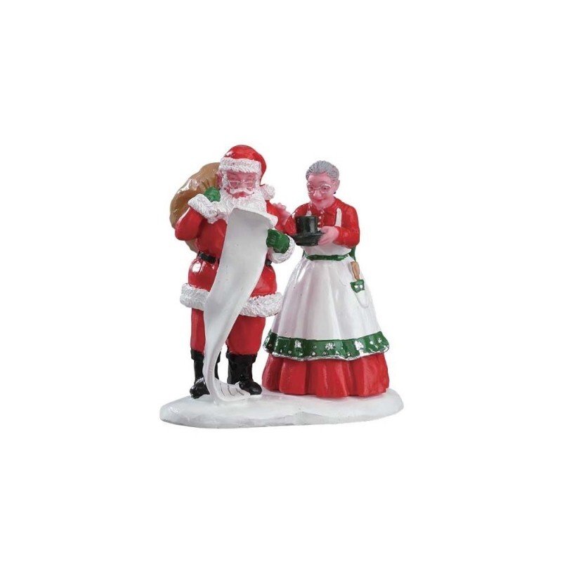Babbo e mamma natale con tazza di cioccolata - Lemax