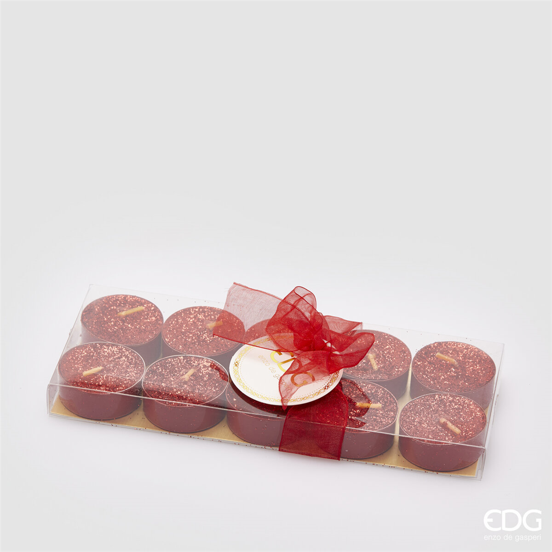 Candela Tealight Glitter 10pz Rosso | Edg - Enzo De Gasperi