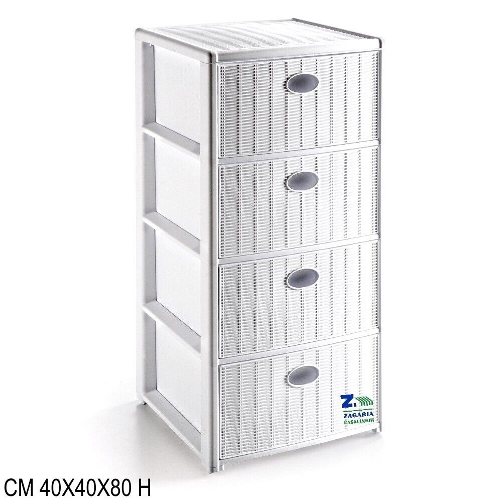 CASSETTIERA ELEGANCE 4 CASSETTI CM 40X40X80 H COLORE BIANCO RATTAN