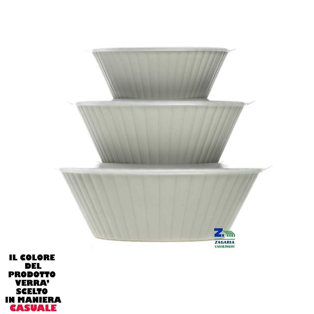 TRIS INSALATIERE DORICA CON COPERCHIO PER FRIGO E MICROONDE SOLO SENZA COPER.