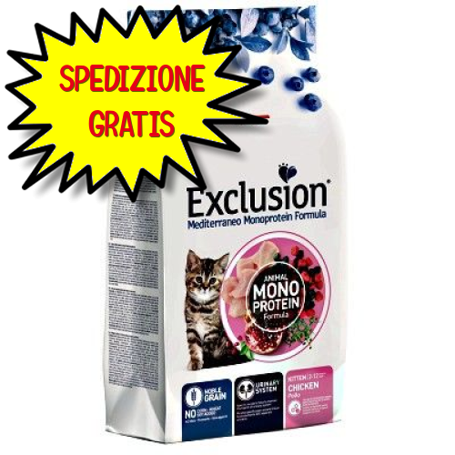 EXCLUSION Mediterraneo Gatto kitten Monoprotein Pollo 300 G OF