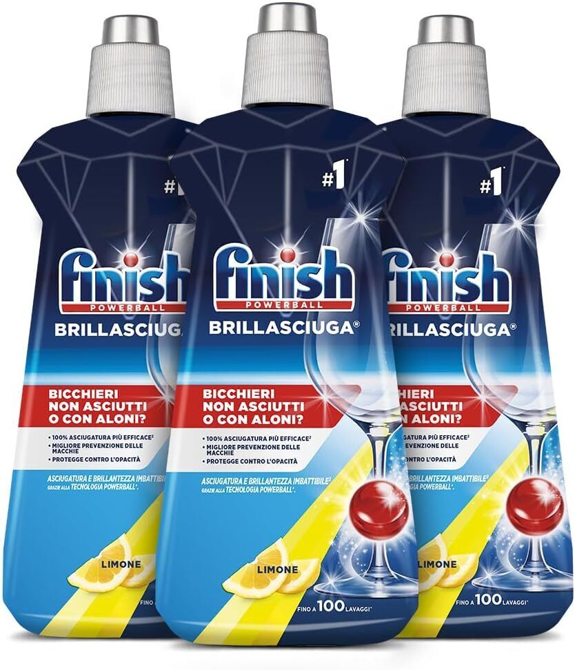 Finish Brillantante, Additivo Lavastoviglie al Limone, 500 ml (Confezione da 3)