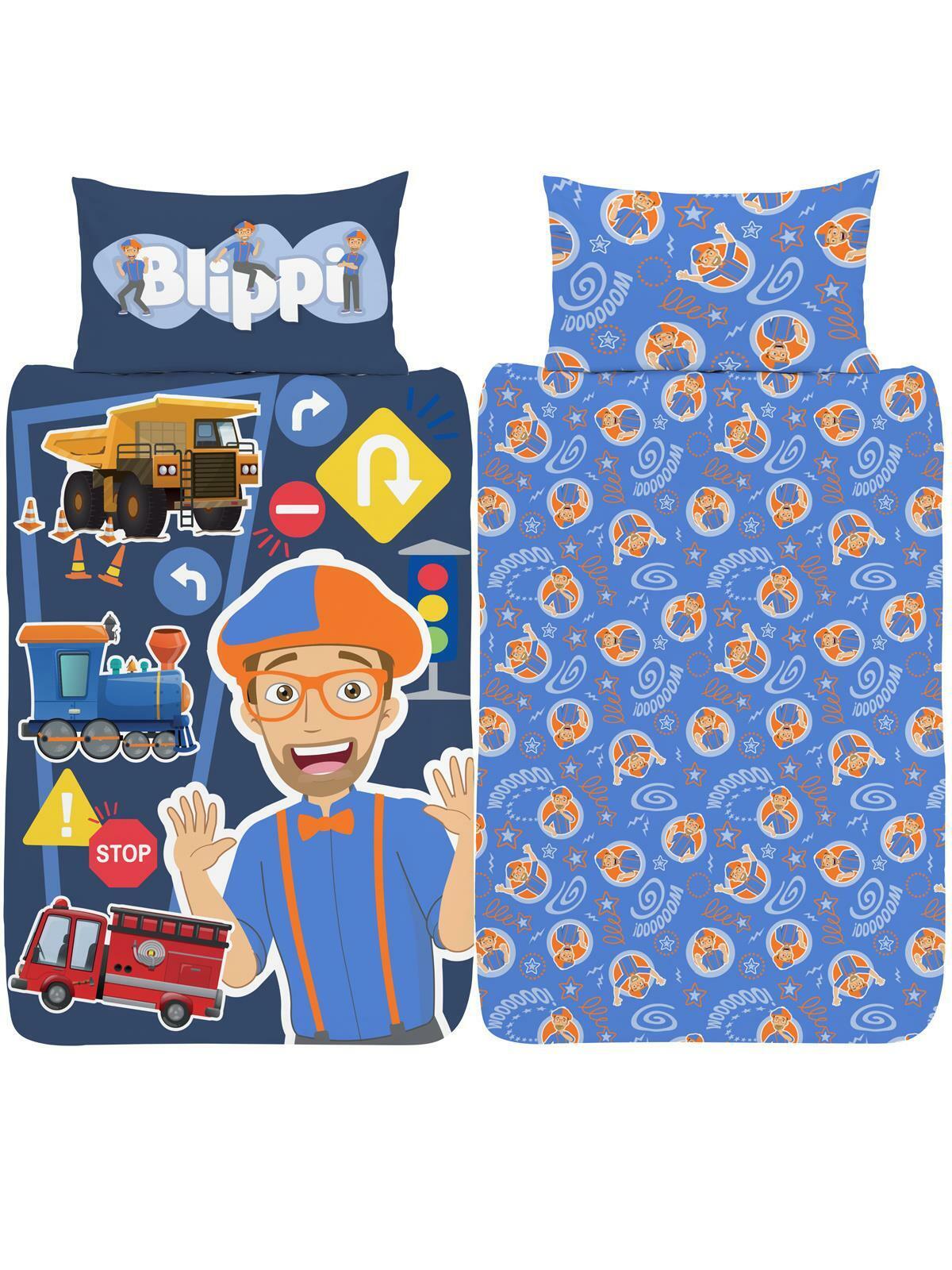 Blippi Bambini Set Copripiumino 2-in-1 Design Culla Letto Treno Autopompa Camion