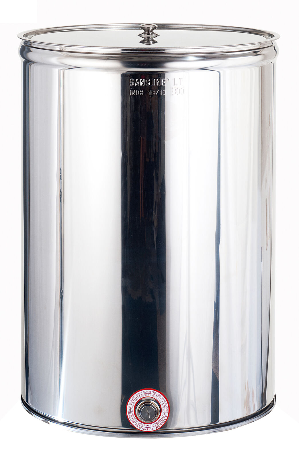 Sansone contenitore enologico inox liscio aggraffato con coperchio lt.300 - Sans