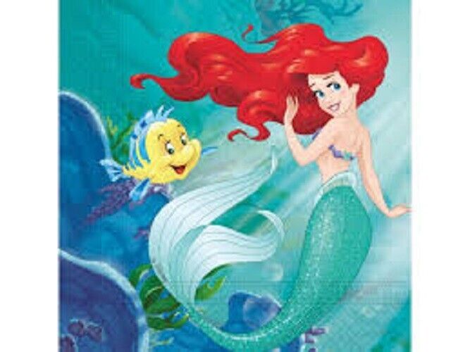 20 TOVAGLIOLI CARTA SIRENETTA DISNEY ARIEL FESTA 33X33 CM