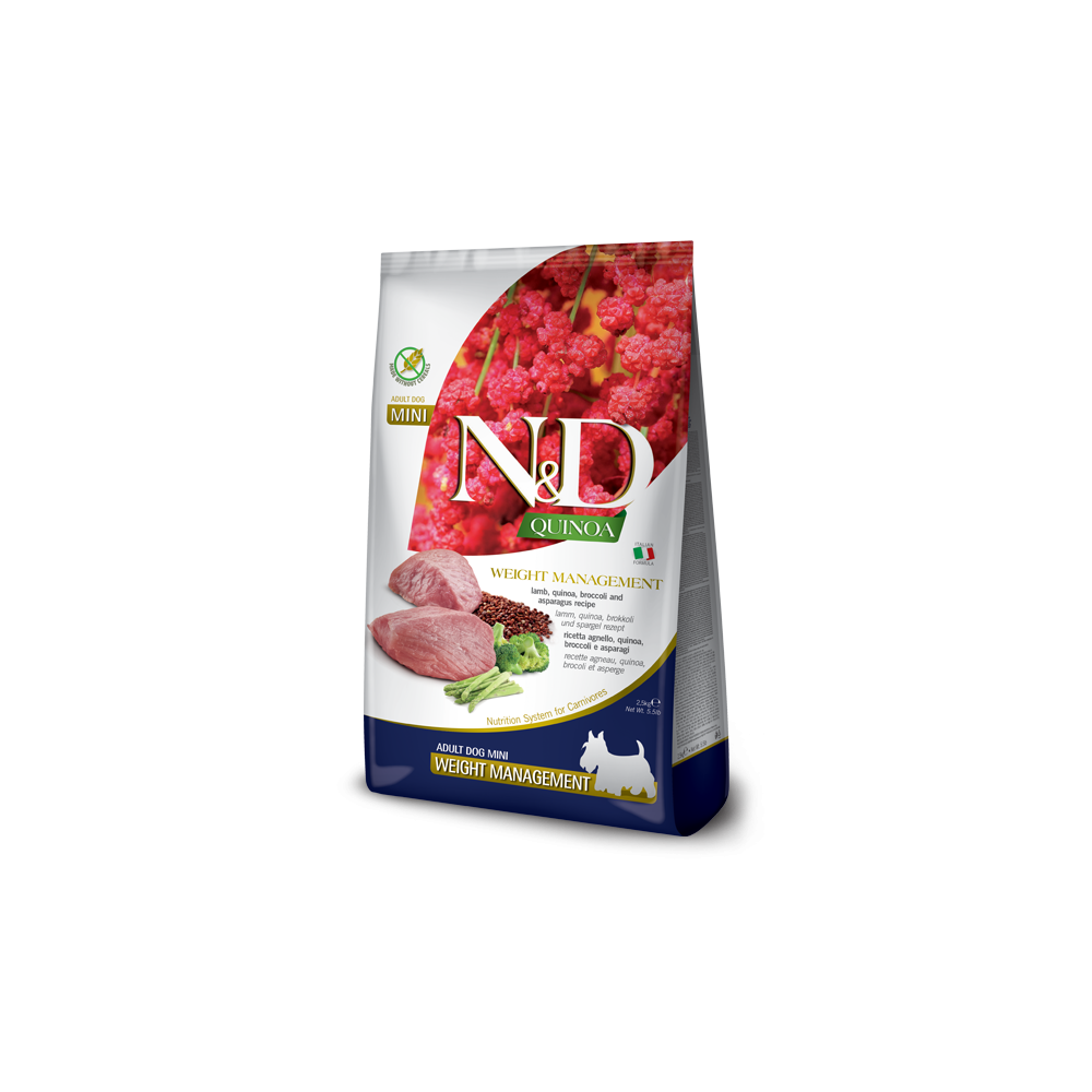 Farmina N&D Quinoa Dog Weight Management Agnello, Broccoli E Asparagi Adult Mini