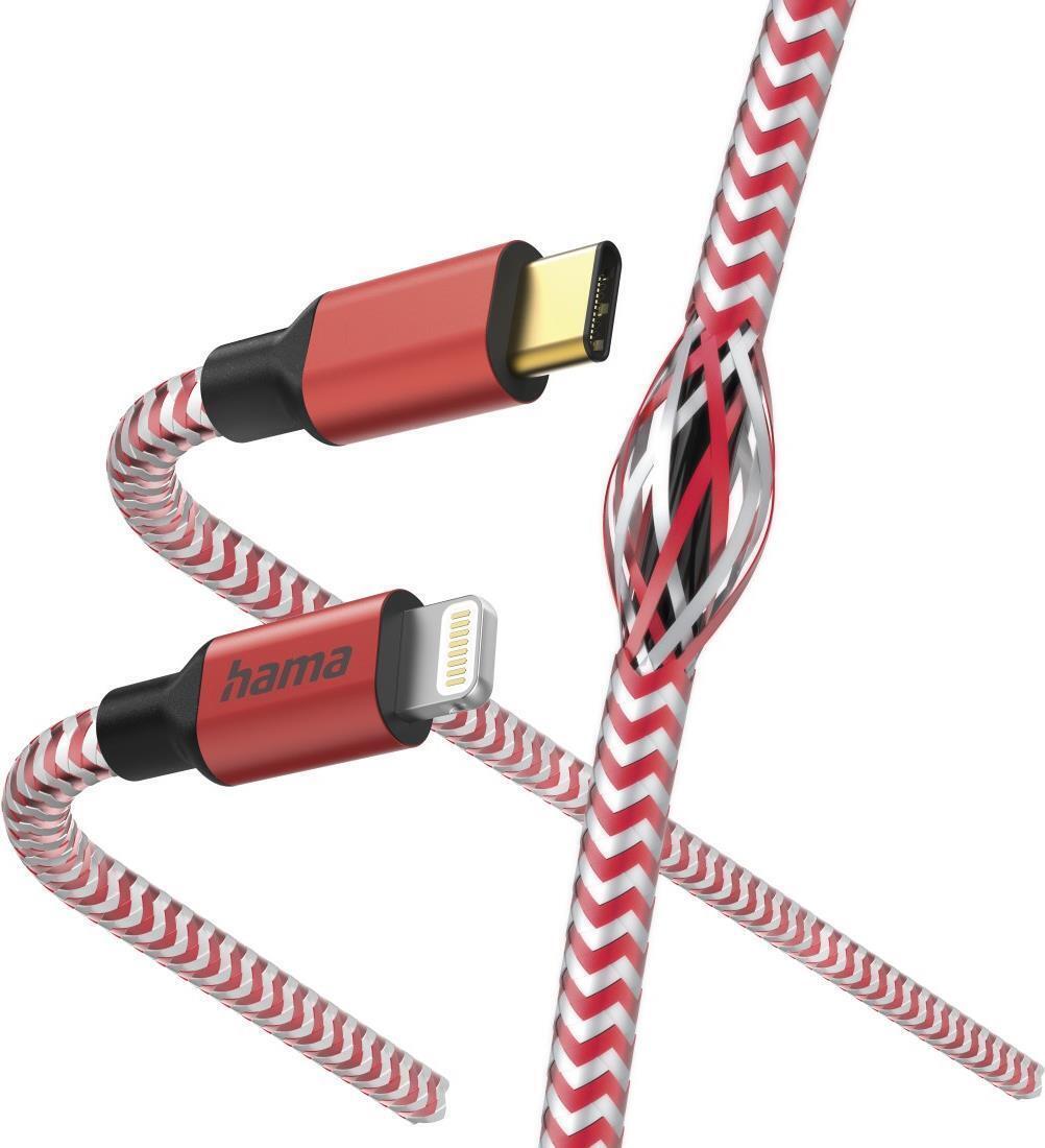 Hama Reflective Charging USB-C to Lightning Cable 480Mbps Nylon Sheath Gold-Plat