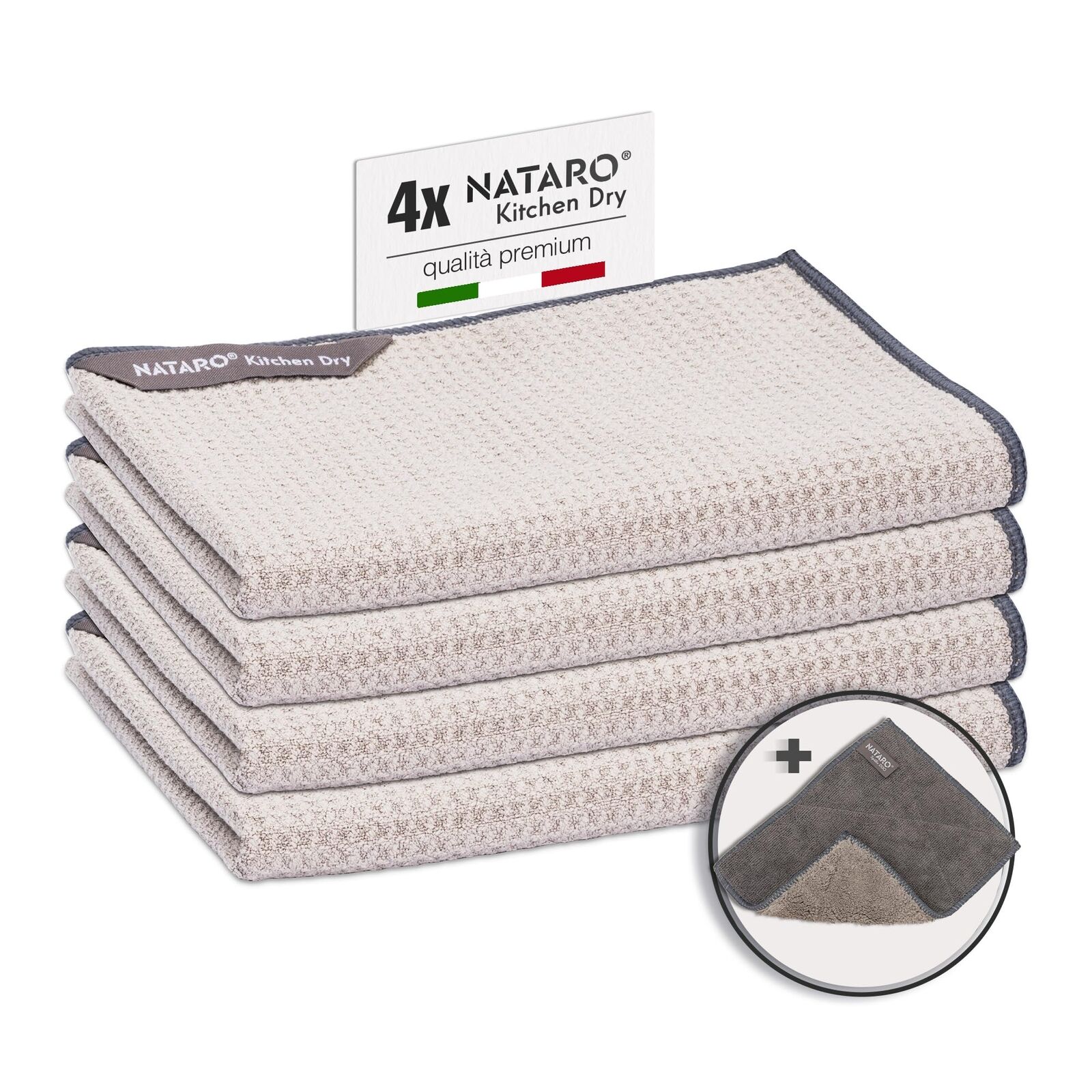 NATARO® Kitchen Dry - Set di 4 strofinacci in microfibra di alta qualità senz...