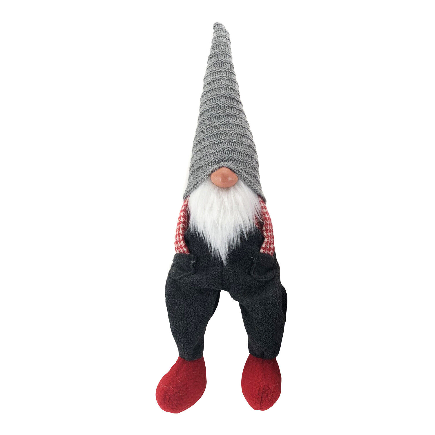 KASANOVA Gnomo natalizio seduto 40 cm, con cappello grigio grigio