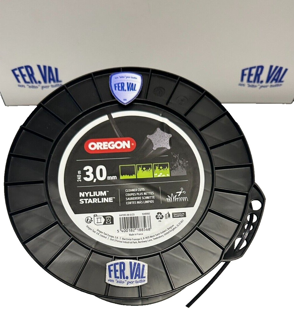 NEW OREGON NYLIUM FILO STELLA PER DECESPUGLIATORE ROCCHETTO 240MT 3,0 MM 104886E