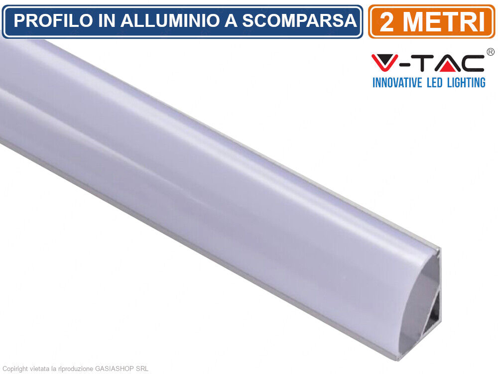 V-TAC VT-8109 PROFILO ANGOLARE IN ALLUMINIO PER STRISCE LED - LUNGHEZZA 2 METRI