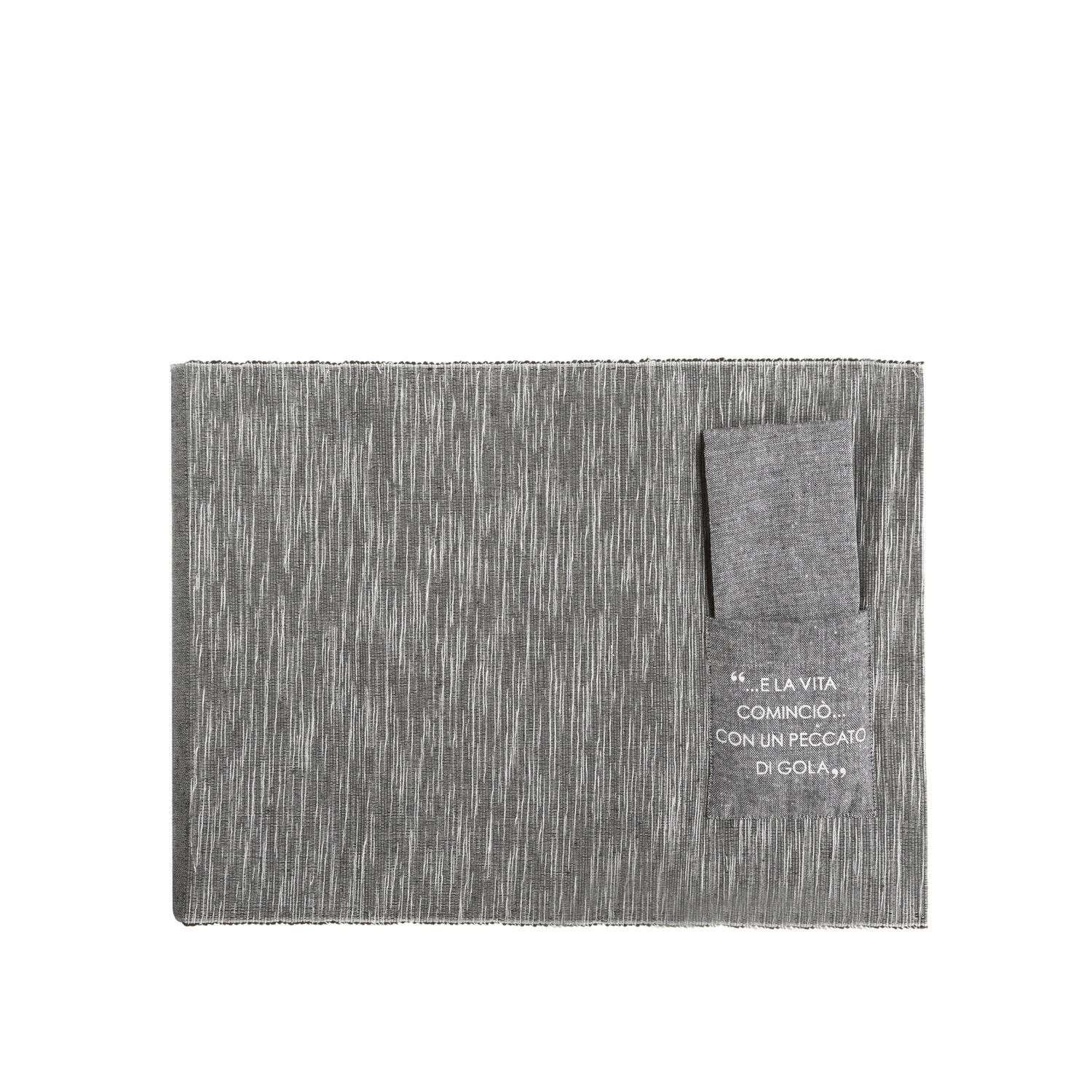 KASANOVA Set tovaglietta tovagliolo antracite scritta in misto cotone grigio