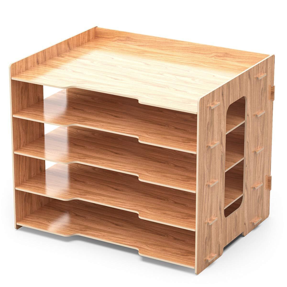 Lesfit Organizzatore da Scrivania in Legno Porta Documenti per Ufficio