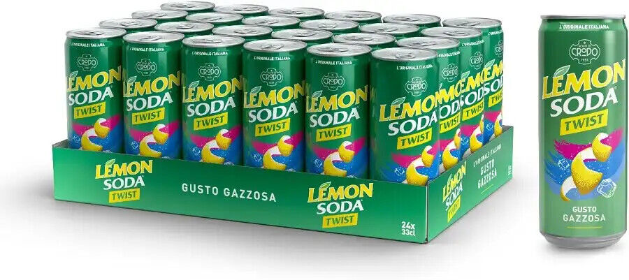 24 Lattine da 33 cl Lemonsoda lemon soda twist gusto lime bevanda gassata