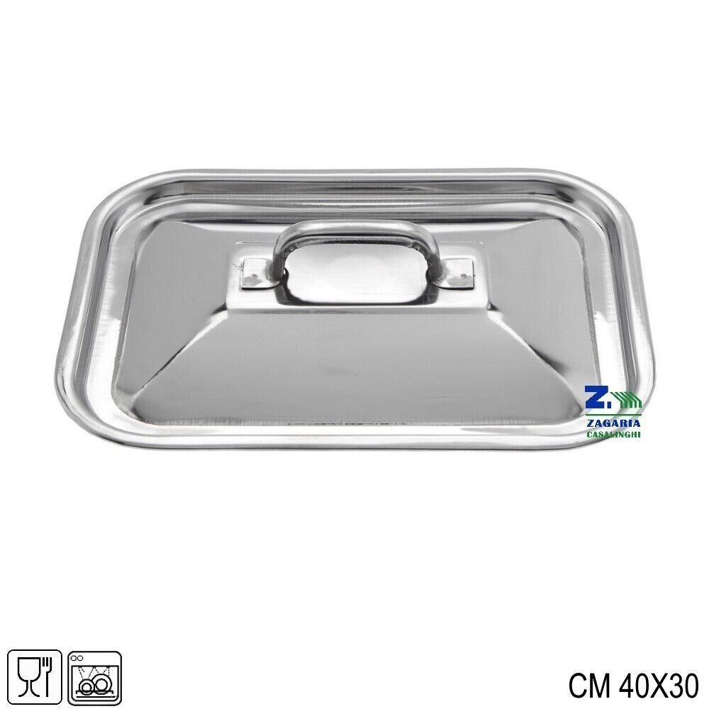 COPERCHIO RETTANGOLARE CM 40X30 ACCIAIO INOX STEELPAN PER TEGLIE LASAGNERE