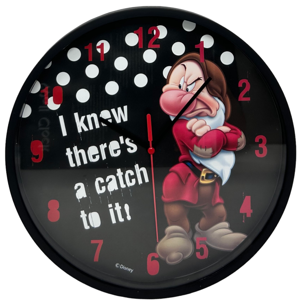 OROLOGIO DA PARETE BRONTOLO DISNEY BIANCANEVE E I 7 NANI DIAMETRO CM. 25
