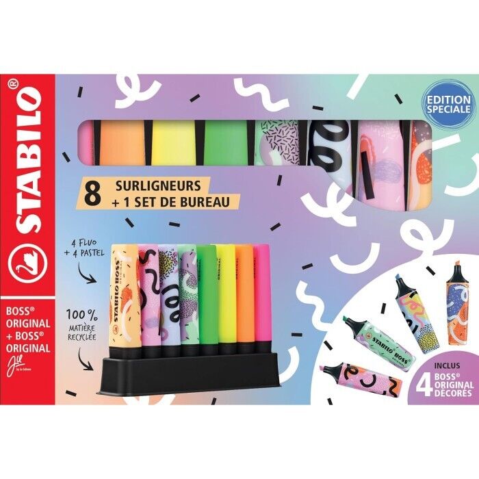 STABILO Desk Set 8 Evidenziatori 4 Boss Original + 4 Boss Original By JU SCHNEE