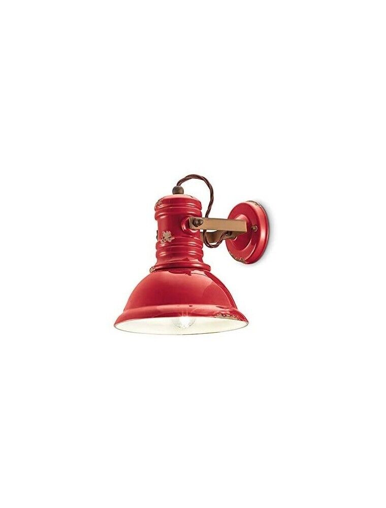Applique Industrial in Ceramica Rossa Vintage Ferro Ferroluce