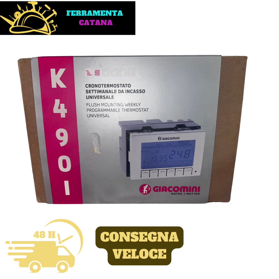 CRONOTERMOSTATO SETTIMANALE DA INCASSO GIACOMINI K490I - Rete Elettrica o Pile