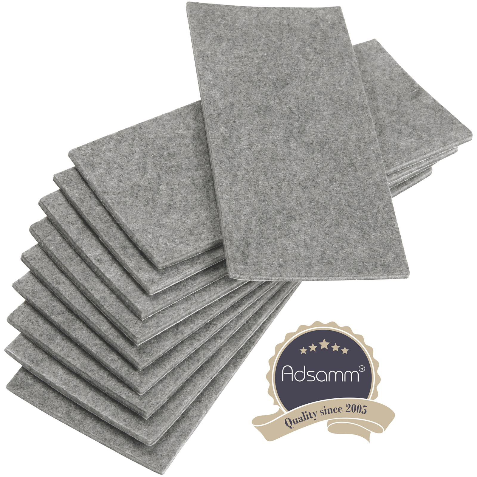 Adsamm® / 10 x fogli di feltro autoadesivo / grigi / 80x180 mm / rettangolari...