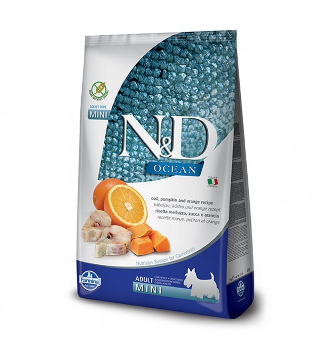 Farmina N&D Ocean Dog Merluzzo, Zucca E Arancia Adult Mini Gr.800