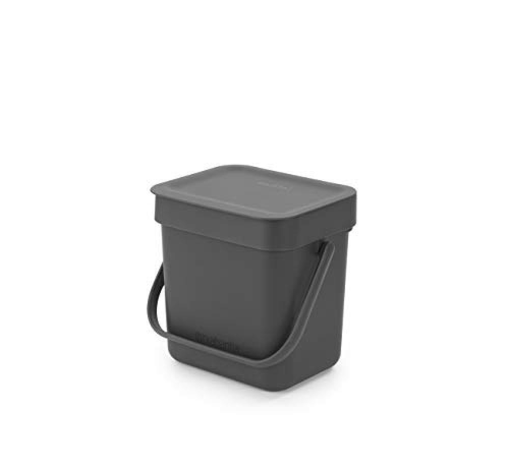 (TG. 3 litri) Brabantia Sort & Go Pattumiera, Grigio (Grey), 3 litri - NUOVO