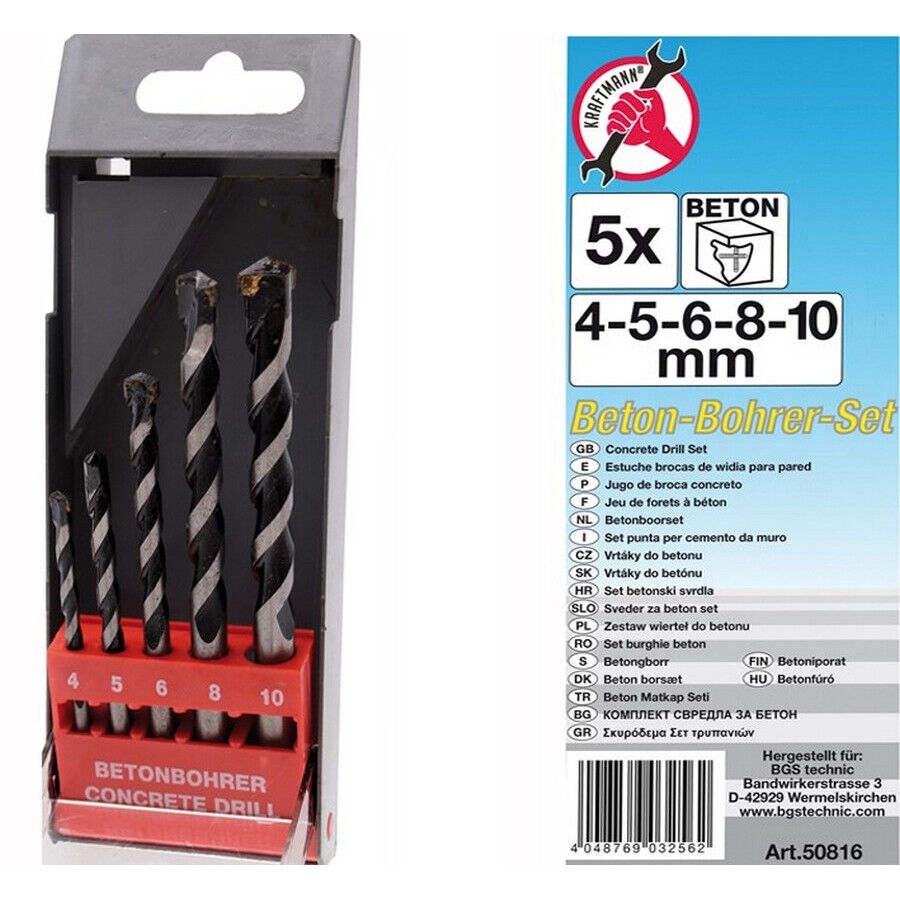 set 5 pz punte da muro 4-8mm - codice bgs50816 KRAFTMANN officina