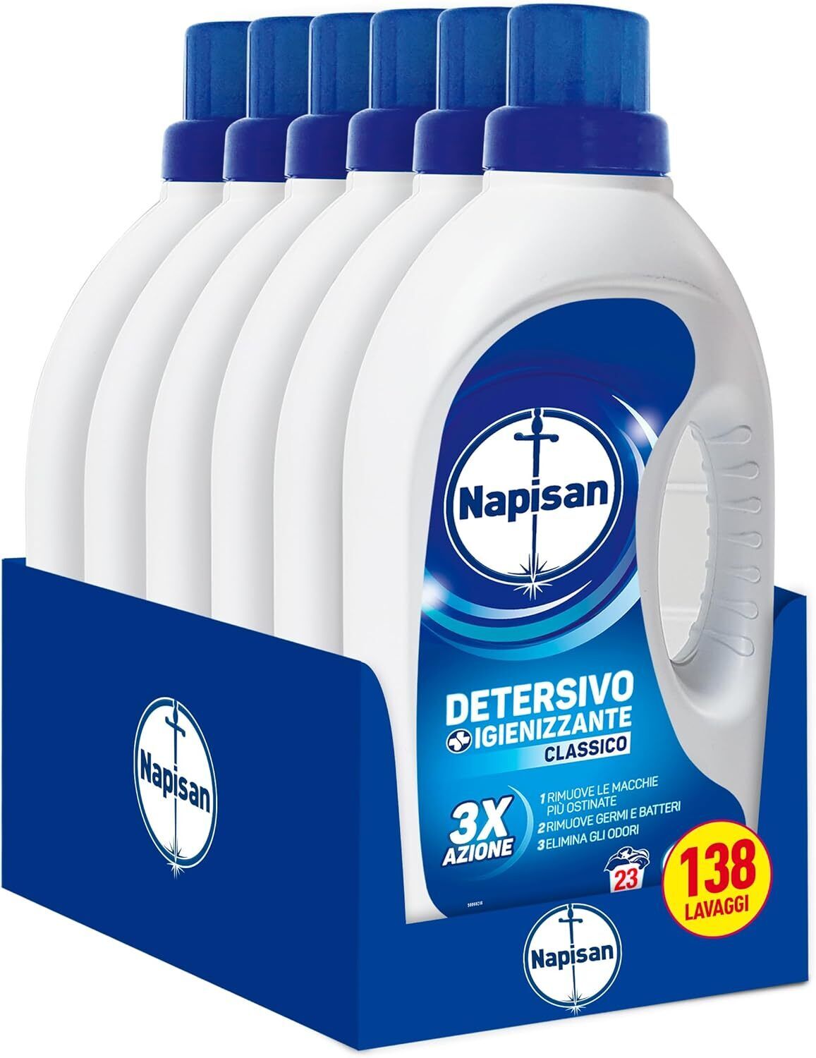 Napisan Detersivo Lavatrice Liquido Igienizzante Classico, 6 Confezioni da 1.15