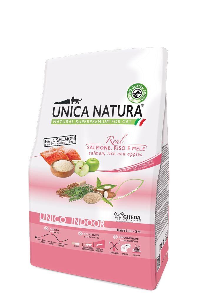 Gheda - Unica Natura Dry - Indoor Salmone, Riso e Mele 350g