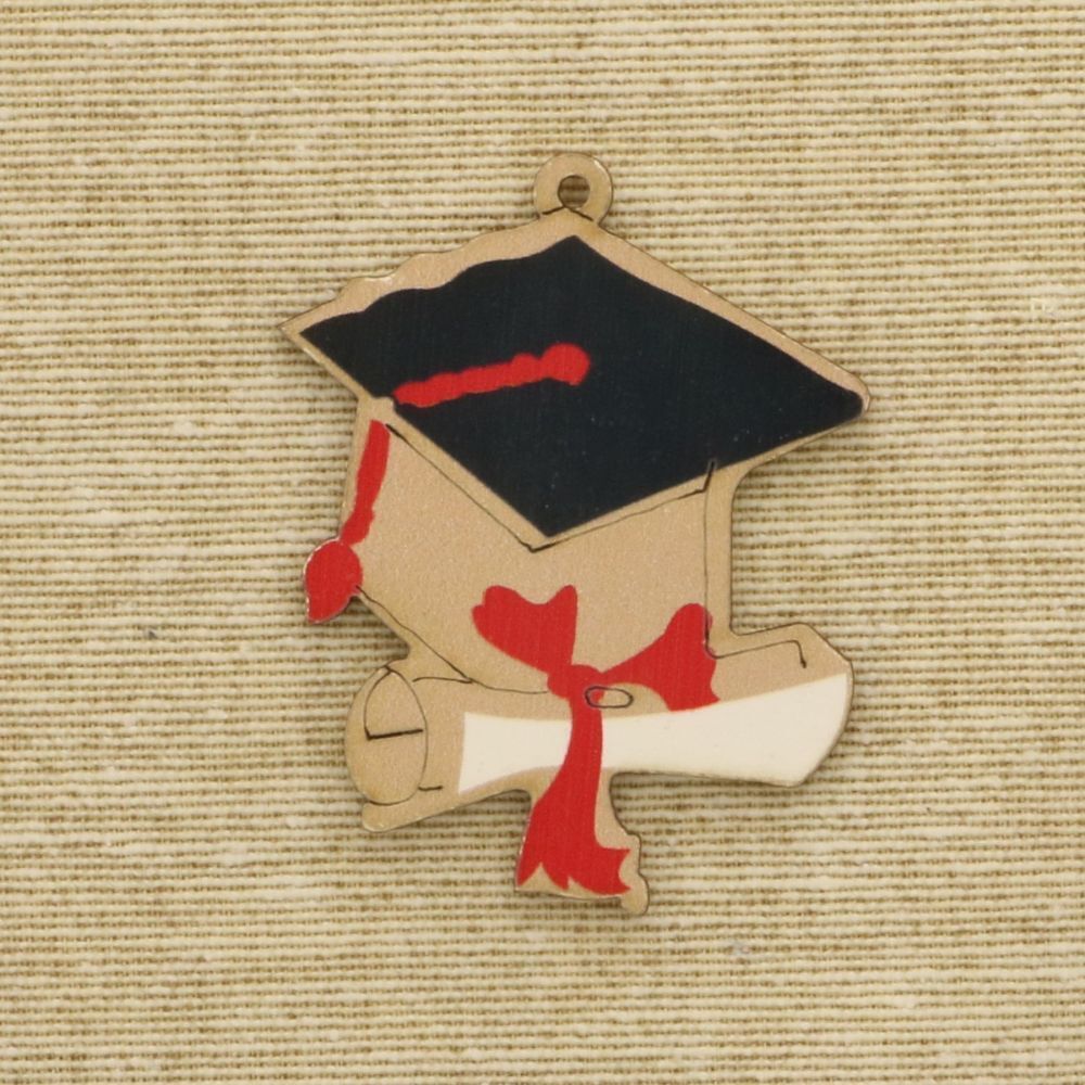12 PZ Applicazione bomboniera in legno TOCCO LAUREA 5 cm 089N