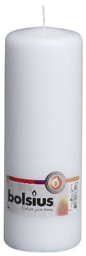 BOLSIUS Candela pilastro Cera di paraffina Bianco Pillar Candle 200mm Ø 68mm ...