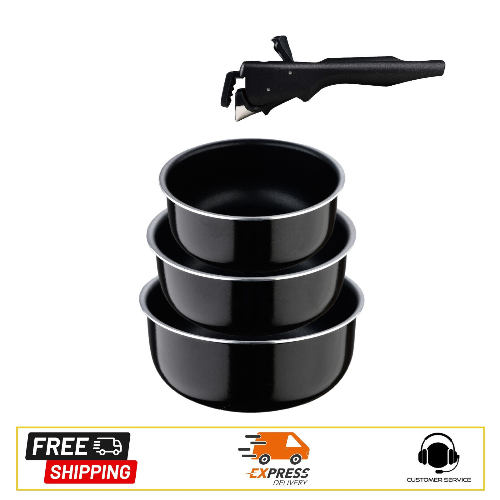 SAN IGNACIO Set 3 casseruole (16/18/20cm) salvaspazio in alluminio per induzione
