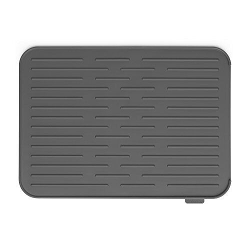 Brabantia Sink Side Tappetino Scolapiatti, Silicone, Dark Grey, 43.8 x 32.5 x 0.