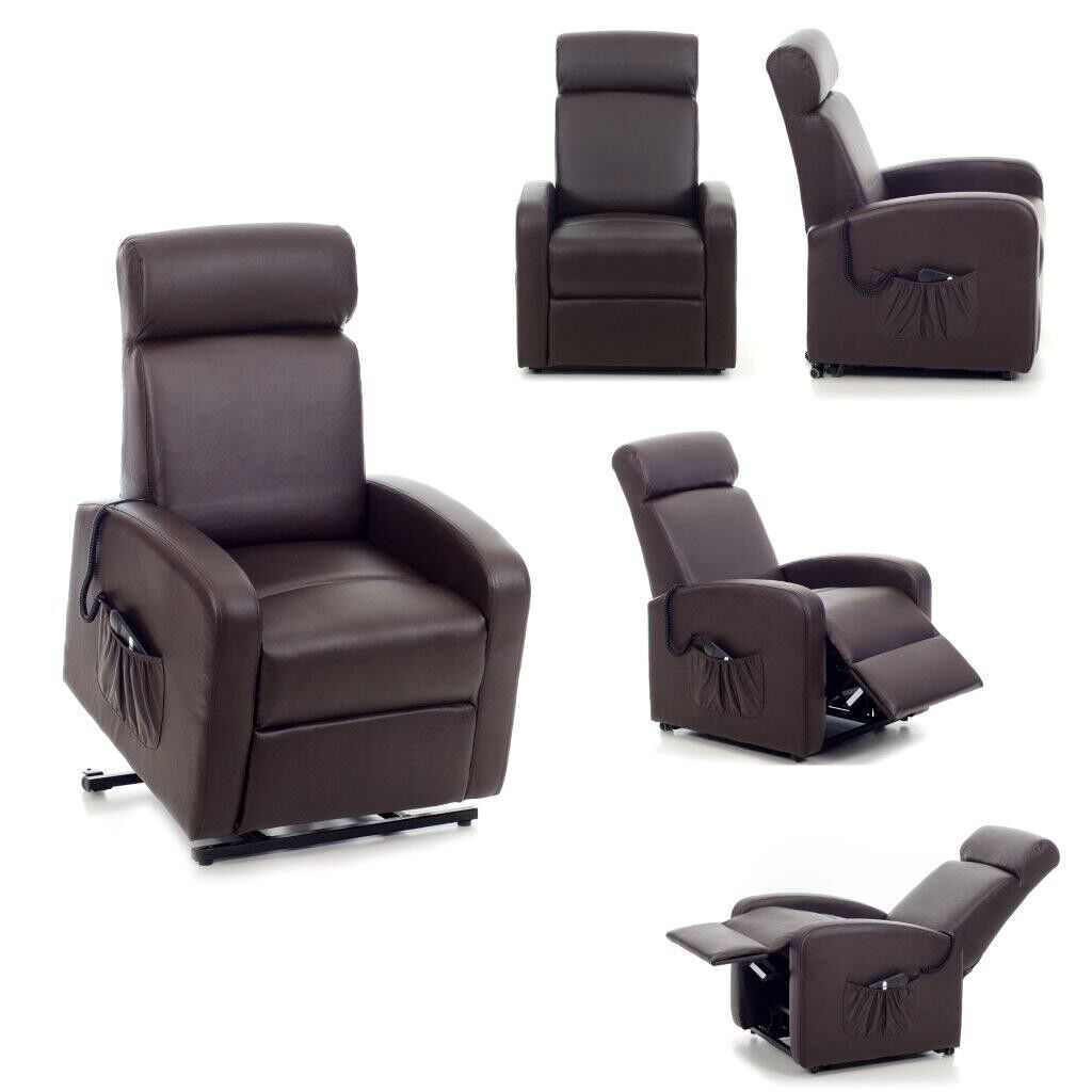 Poltrona reclinabile elettrica lift relax mod. katia finta pelle marrone
