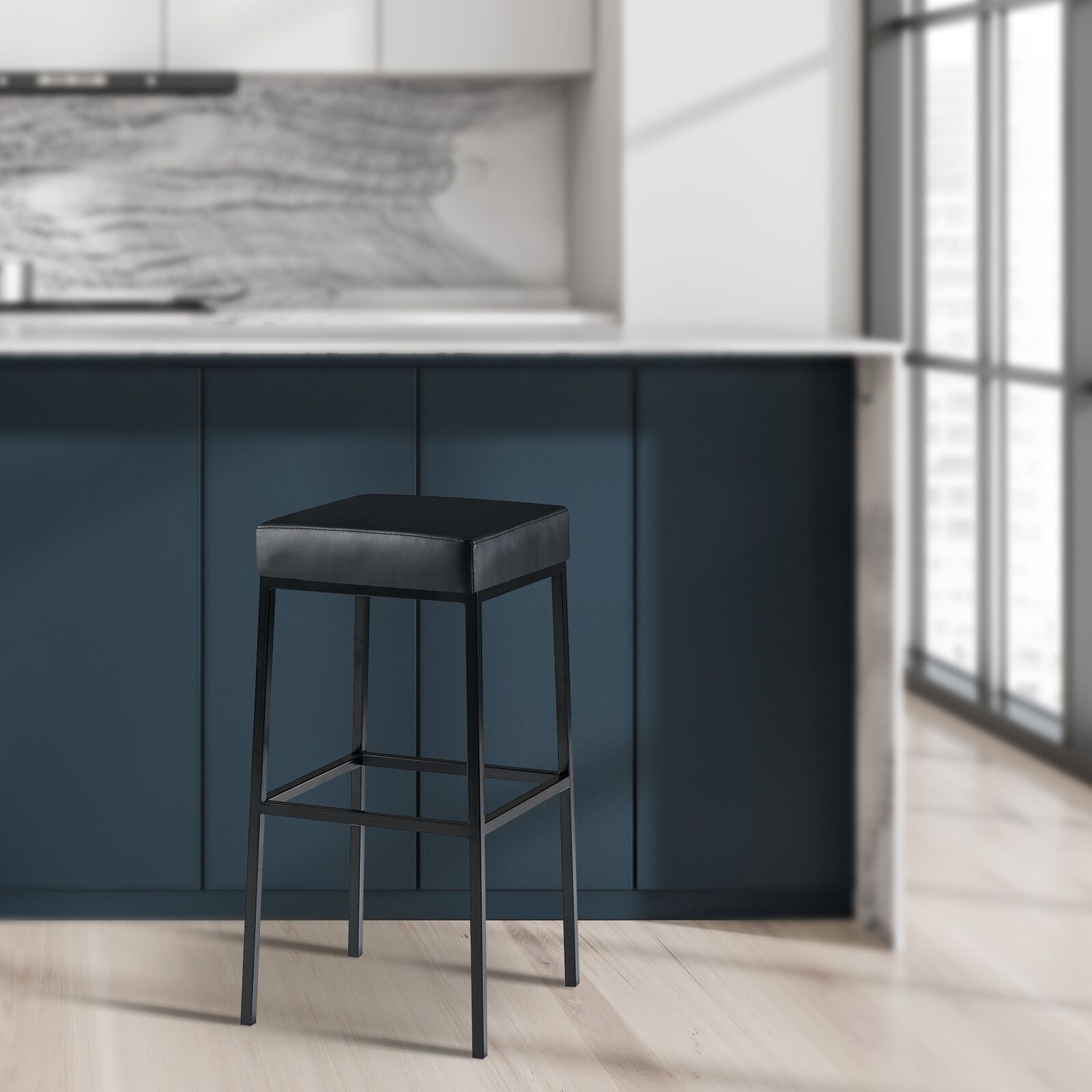 Set 2 sgabelli bar Montreal in similpelle schwarz,nero 314646